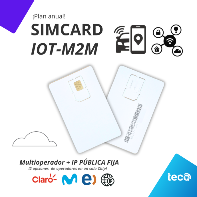 ¡Nuevo! PLAN SIMCARD IoT-M2M (ANUAL) Multioperador Movistar(Integratel)-Claro-Entel 60 MB/Mes + IP PÚBLICA FIJA