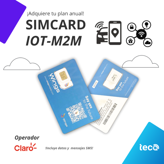 ¡Nuevo! PLAN SIMCARD IoT-M2M (ANUAL) CLARO 30MB/Mes + 100 SMS